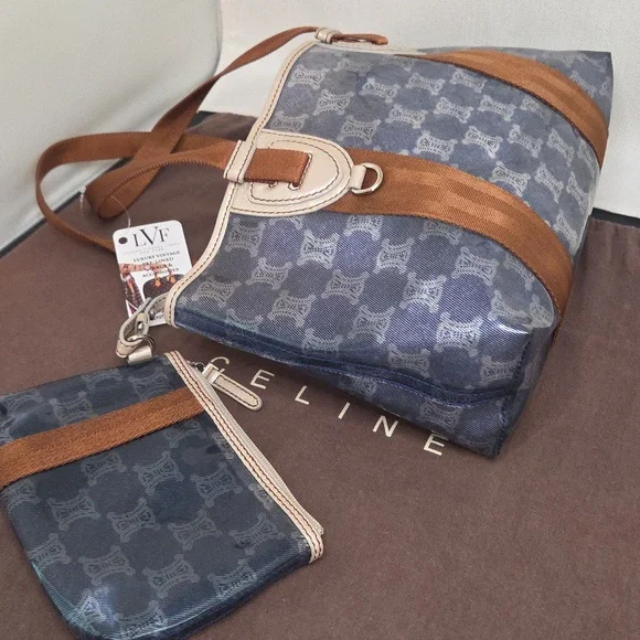 Celine Macadam Triomphe tote PVC/Leather& Pochette Early 2000s excellent cond - Picture 10 of 15